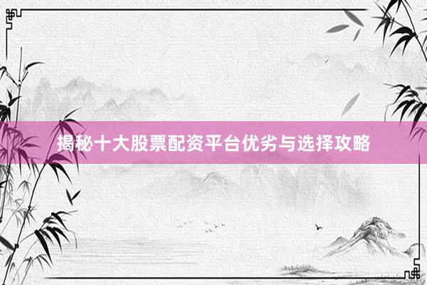 揭秘十大股票配资平台优劣与选择攻略