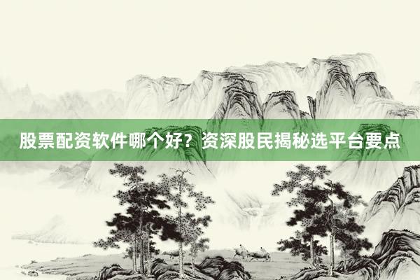 股票配资软件哪个好？资深股民揭秘选平台要点