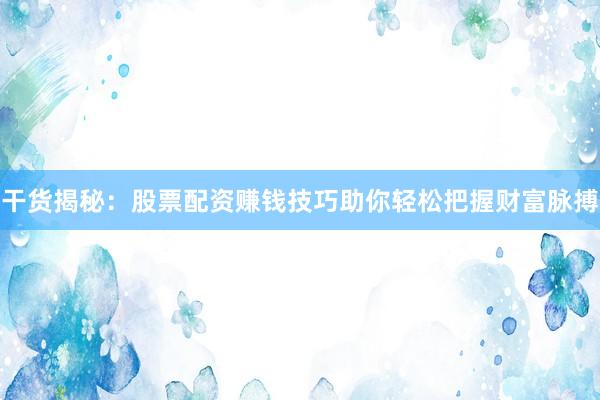 干货揭秘：股票配资赚钱技巧助你轻松把握财富脉搏