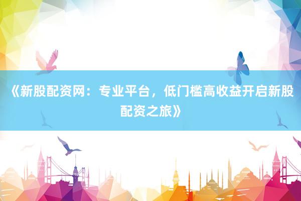 《新股配资网：专业平台，低门槛高收益开启新股配资之旅》
