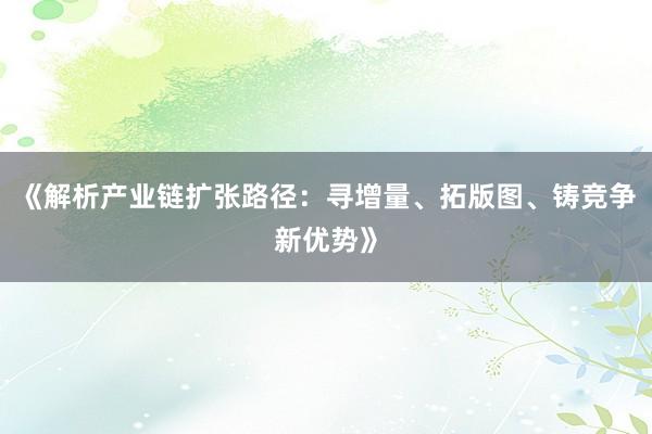 《解析产业链扩张路径：寻增量、拓版图、铸竞争新优势》