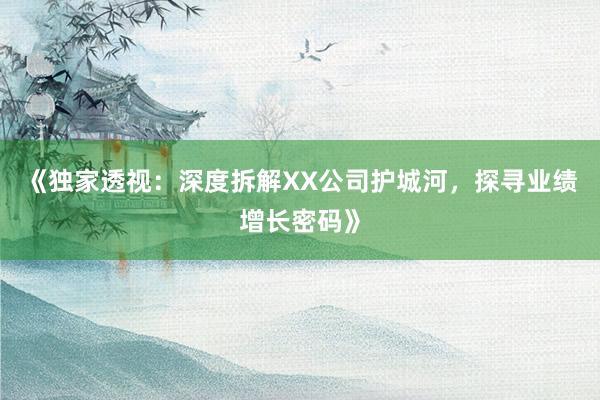 《独家透视：深度拆解XX公司护城河，探寻业绩增长密码》